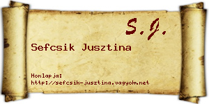 Sefcsik Jusztina névjegykártya